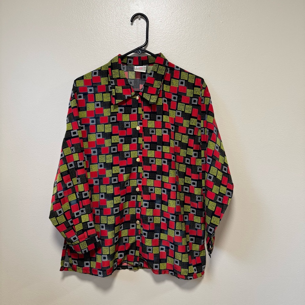 Vintage Square Print Design Button Down